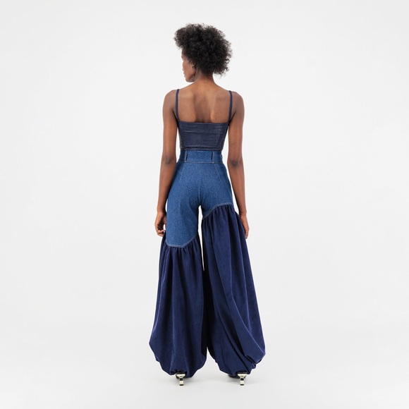 NWOT Two Tone Denim Statement Pants Size Medium - Picture 4 of 10